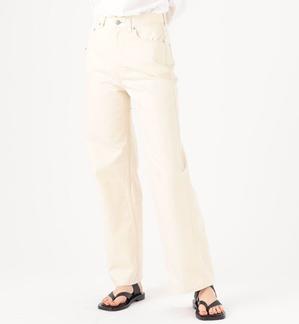 MACPHEE「コットンホワイトデニム セミワイドパンツ」|デニム|