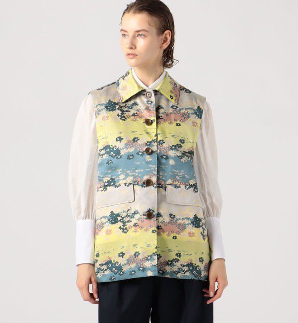 BACCA「シルクキュプラプリント リバーシブルジャケット」|ベスト・ジレ|