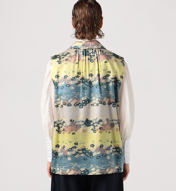 BACCA「シルクキュプラプリント リバーシブルジャケット」|ベスト・ジレ|