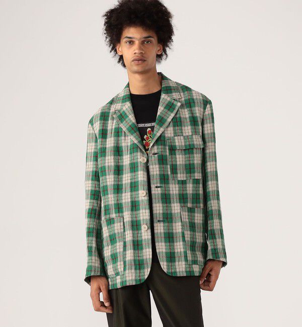 CABaN「CABaN リネン チェック3Pジャケット」|テーラードジャケット|