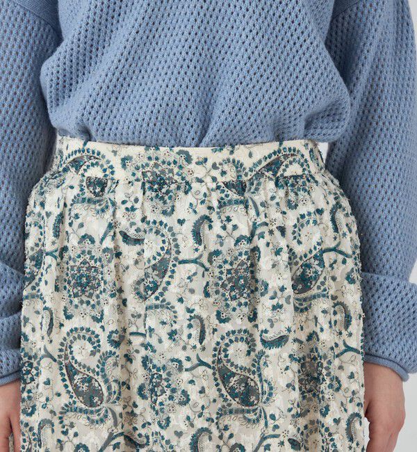 SOULEIADO「ポリエステルプリント ティアードマキシスカート」|フレア|