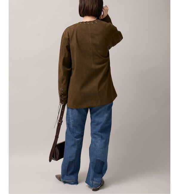  「SUEDE-LIKE LACEUP JACKET」|ノーカラージャケット|