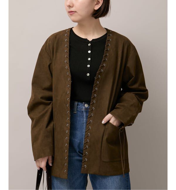  「SUEDE-LIKE LACEUP JACKET」|ノーカラージャケット|