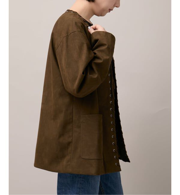  「SUEDE-LIKE LACEUP JACKET」|ノーカラージャケット|