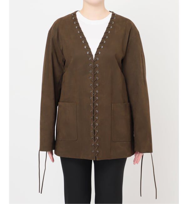  「SUEDE-LIKE LACEUP JACKET」|ノーカラージャケット|