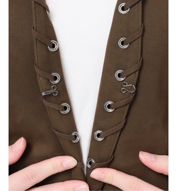  「SUEDE-LIKE LACEUP JACKET」|ノーカラージャケット|