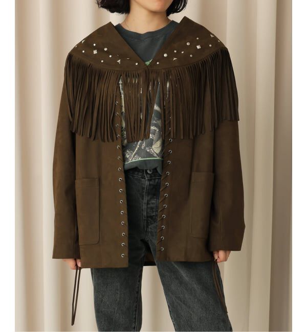  「SUEDE-LIKE LACEUP JACKET」|ノーカラージャケット|