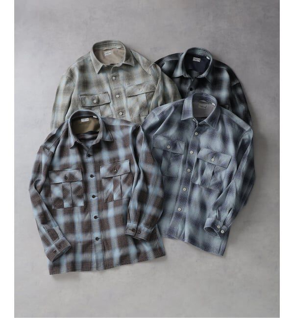 J.S.Homestead「J.S.Homestead / インディゴ チェック ミリタリー シャツ」|シャツ・ブラウス|