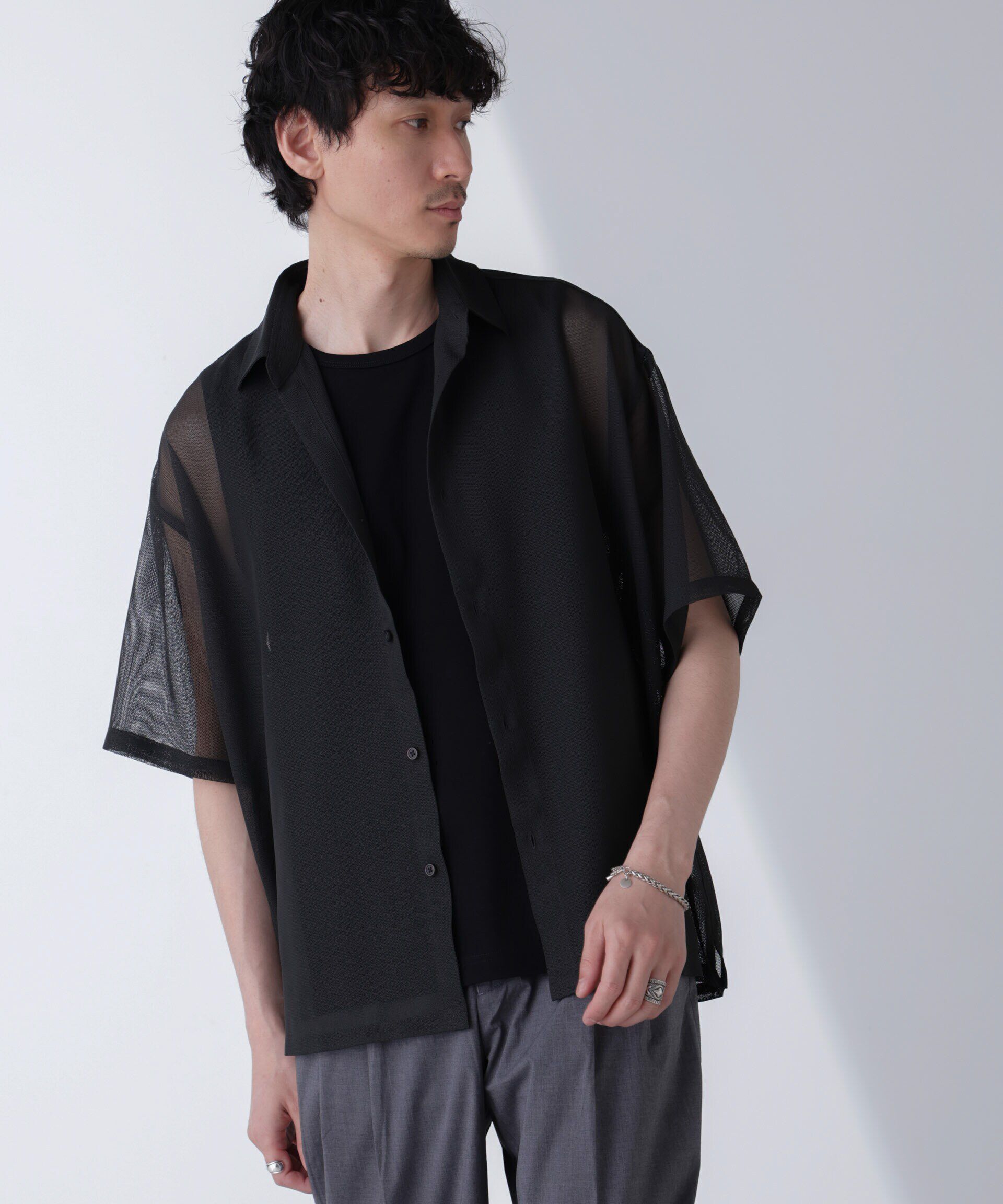 nano･universe「レギュラーカラーテックメッシュシャツ 半袖」|シャツ・ブラウス|