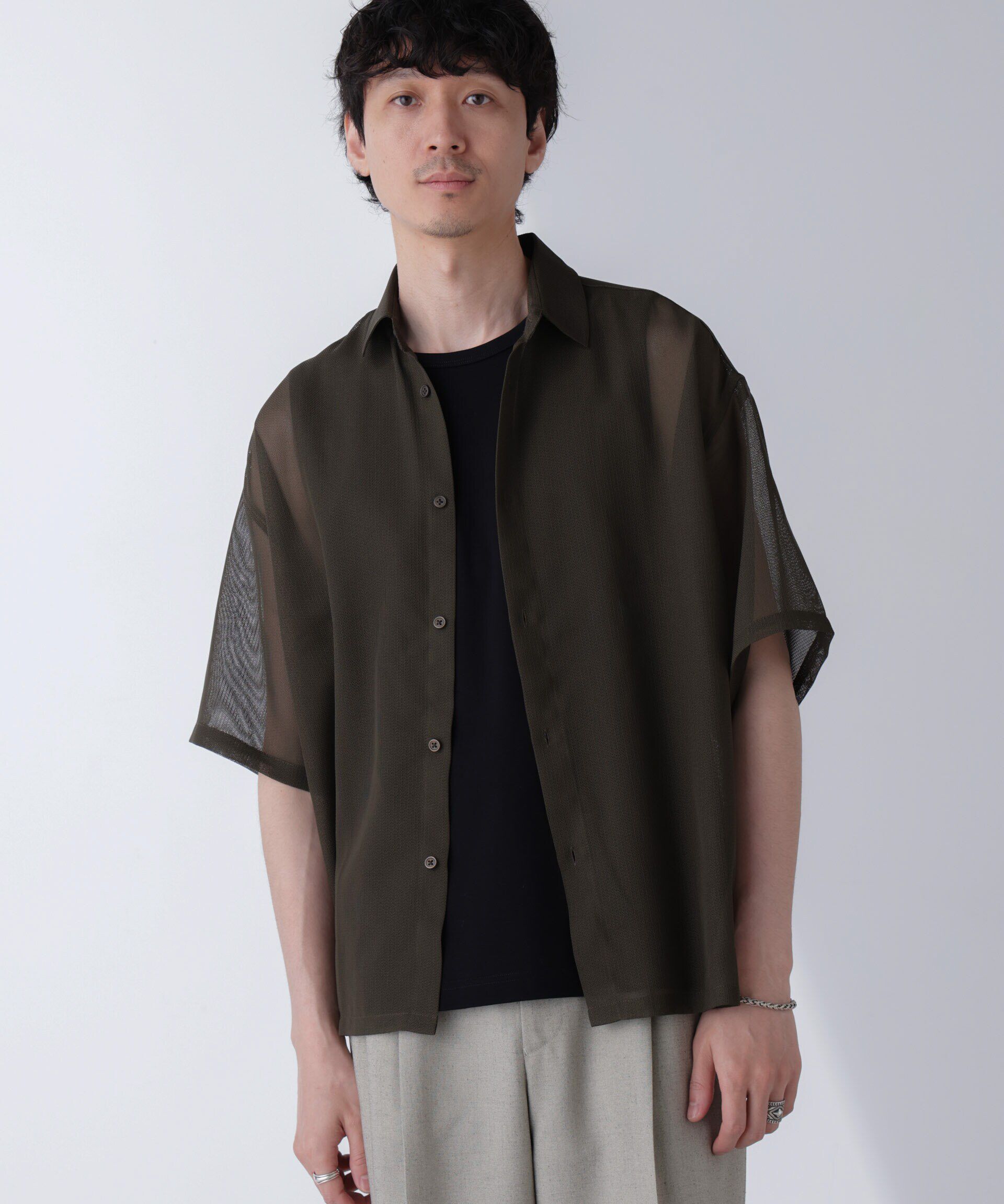 nano･universe「レギュラーカラーテックメッシュシャツ 半袖」|シャツ・ブラウス|