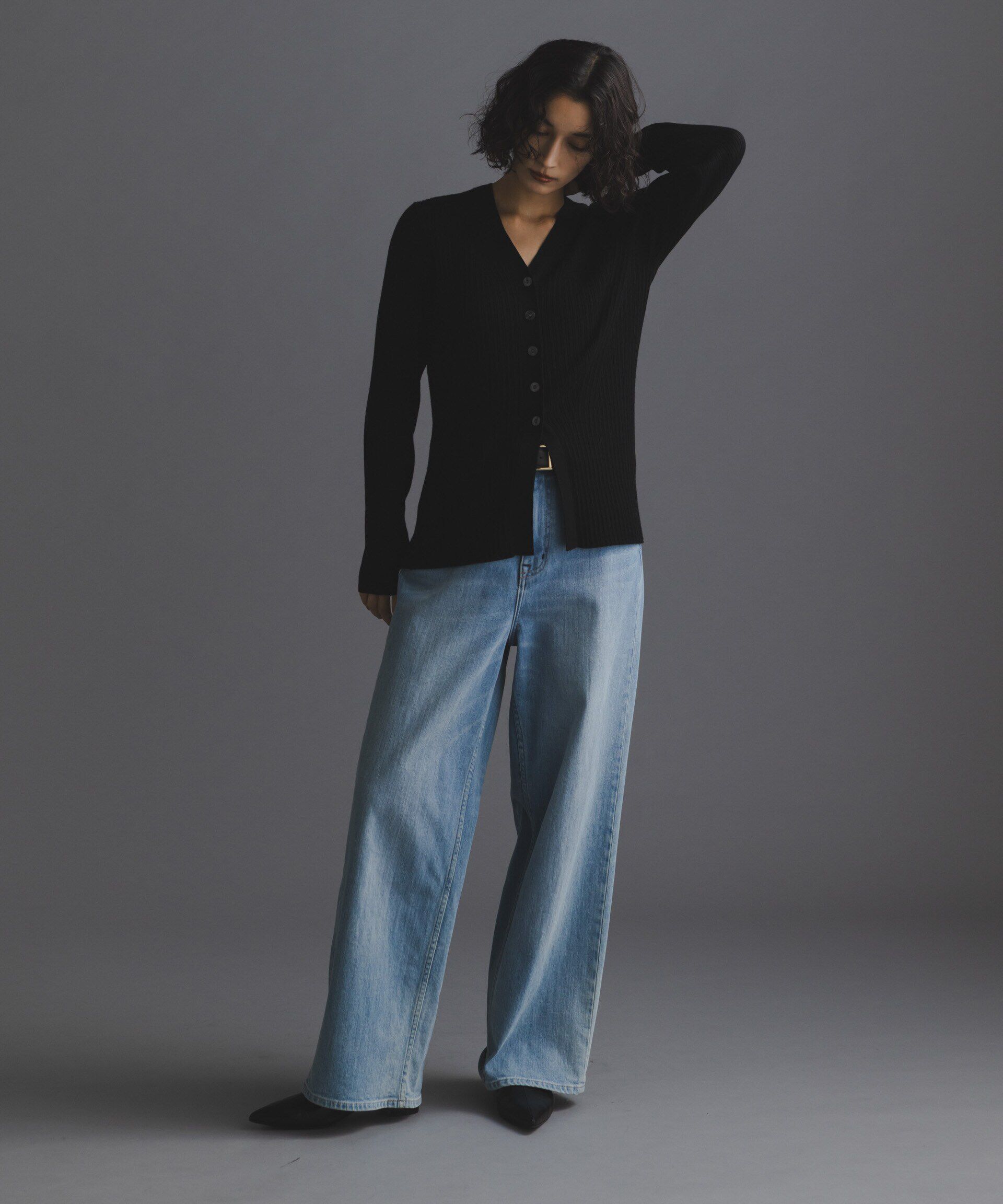 nano･universe「毛玉レスニットVネックリブカーディガン」|ニット・セーター|