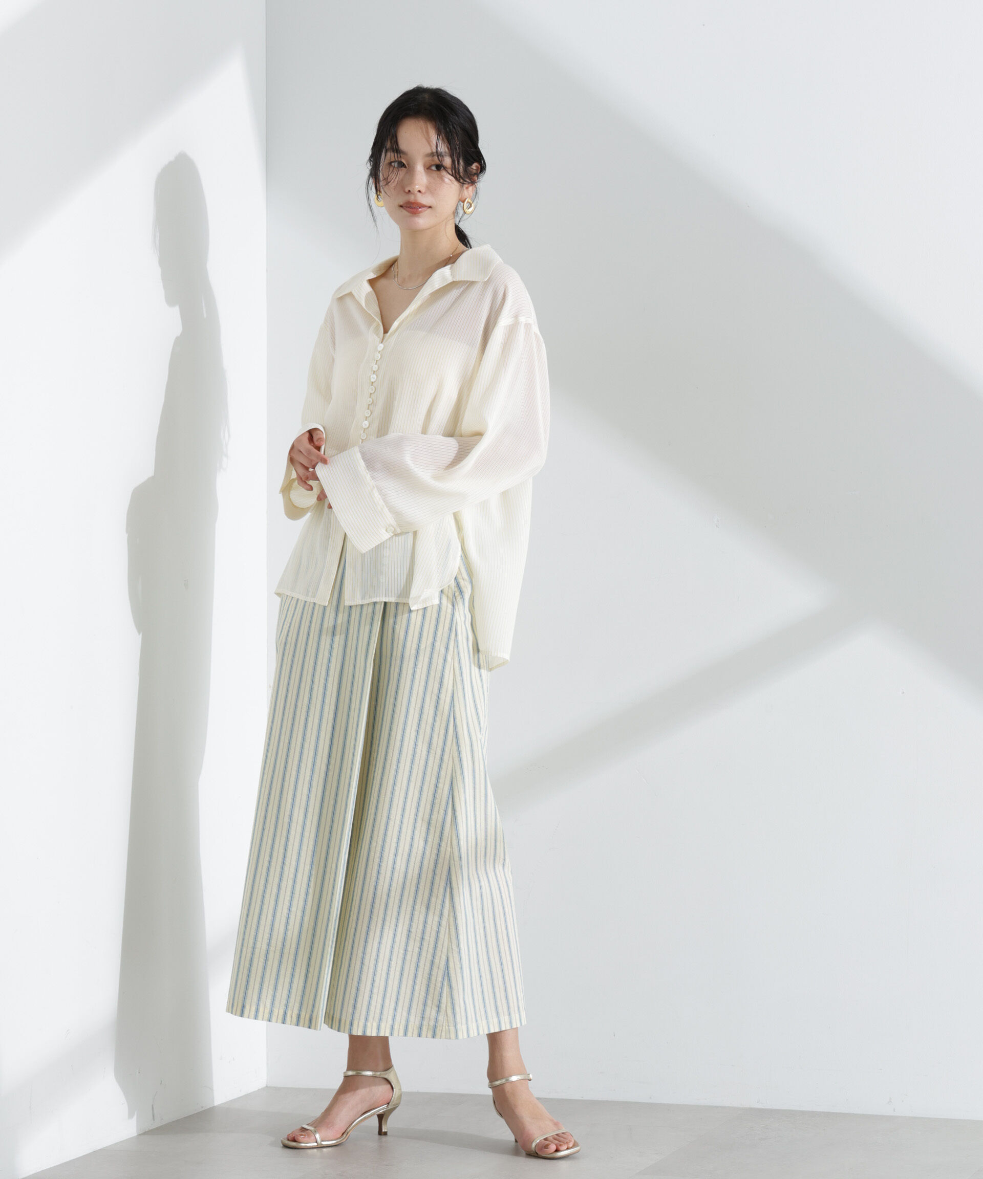 nano･universe「マルチボタンストライプスカート(セットアップ可)」|スカート|