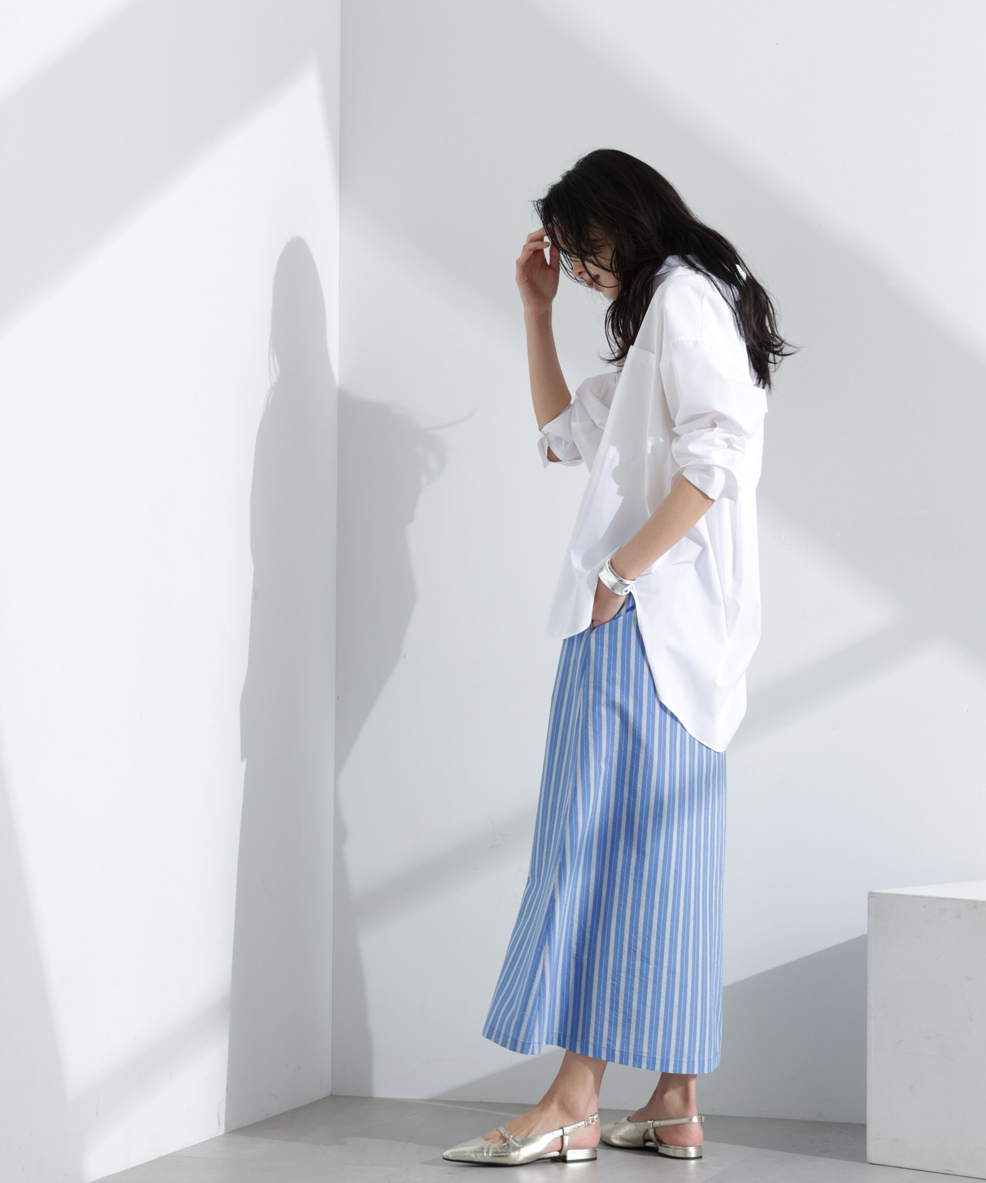 nano･universe「マルチボタンストライプスカート(セットアップ可)」|スカート|