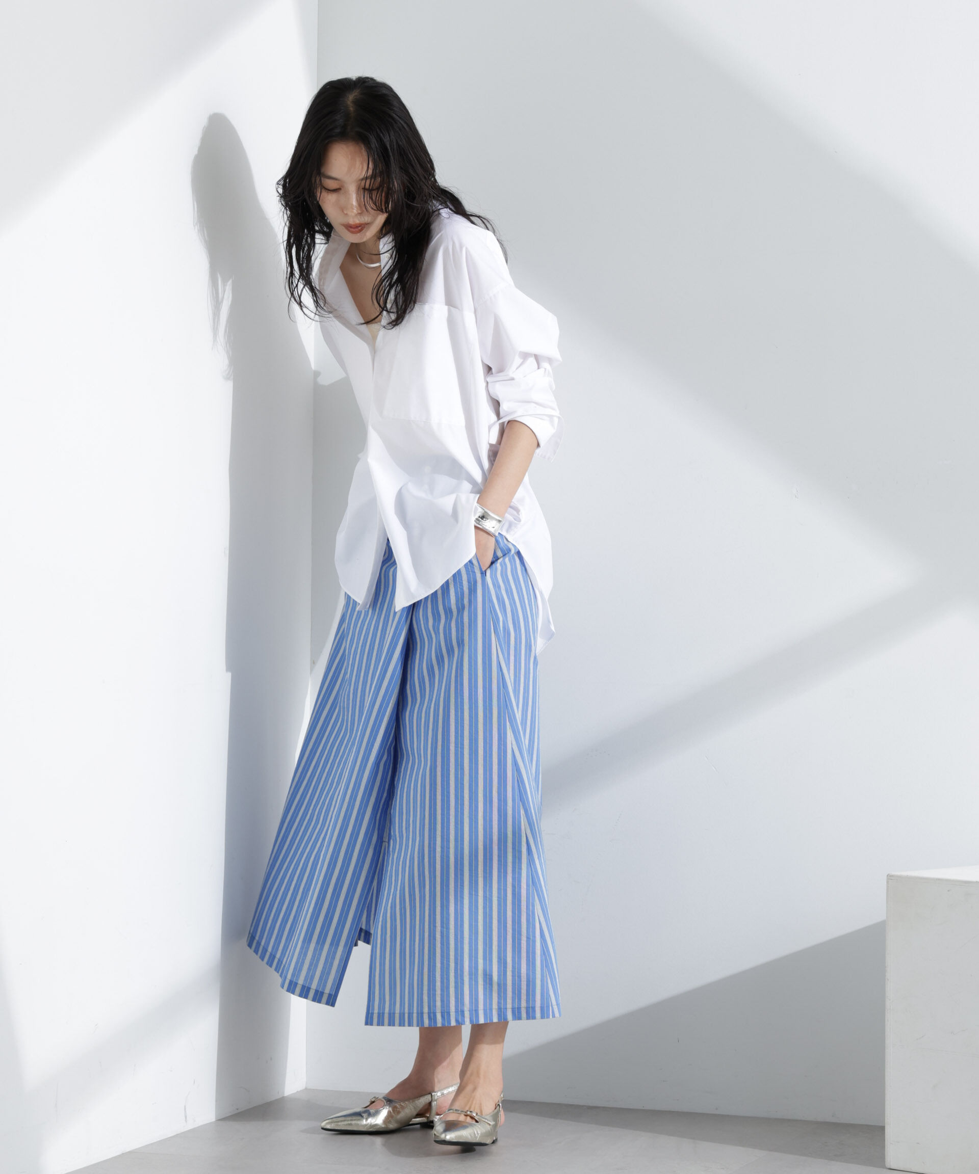 nano･universe「マルチボタンストライプスカート(セットアップ可)」|スカート|