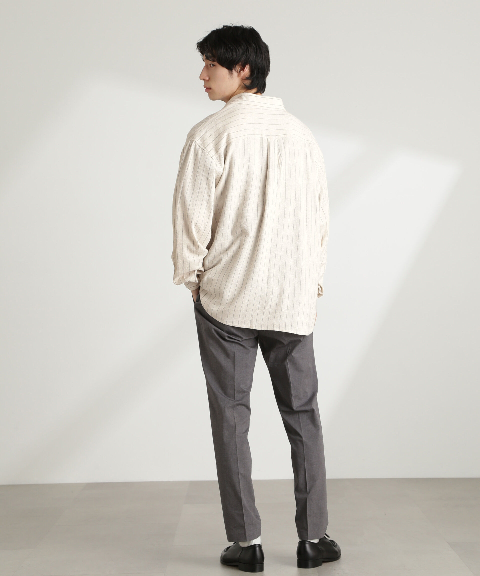 nano･universe「WEB限定/ピンストライプレギュラーカラーシャツ 長袖」|シャツ・ブラウス|