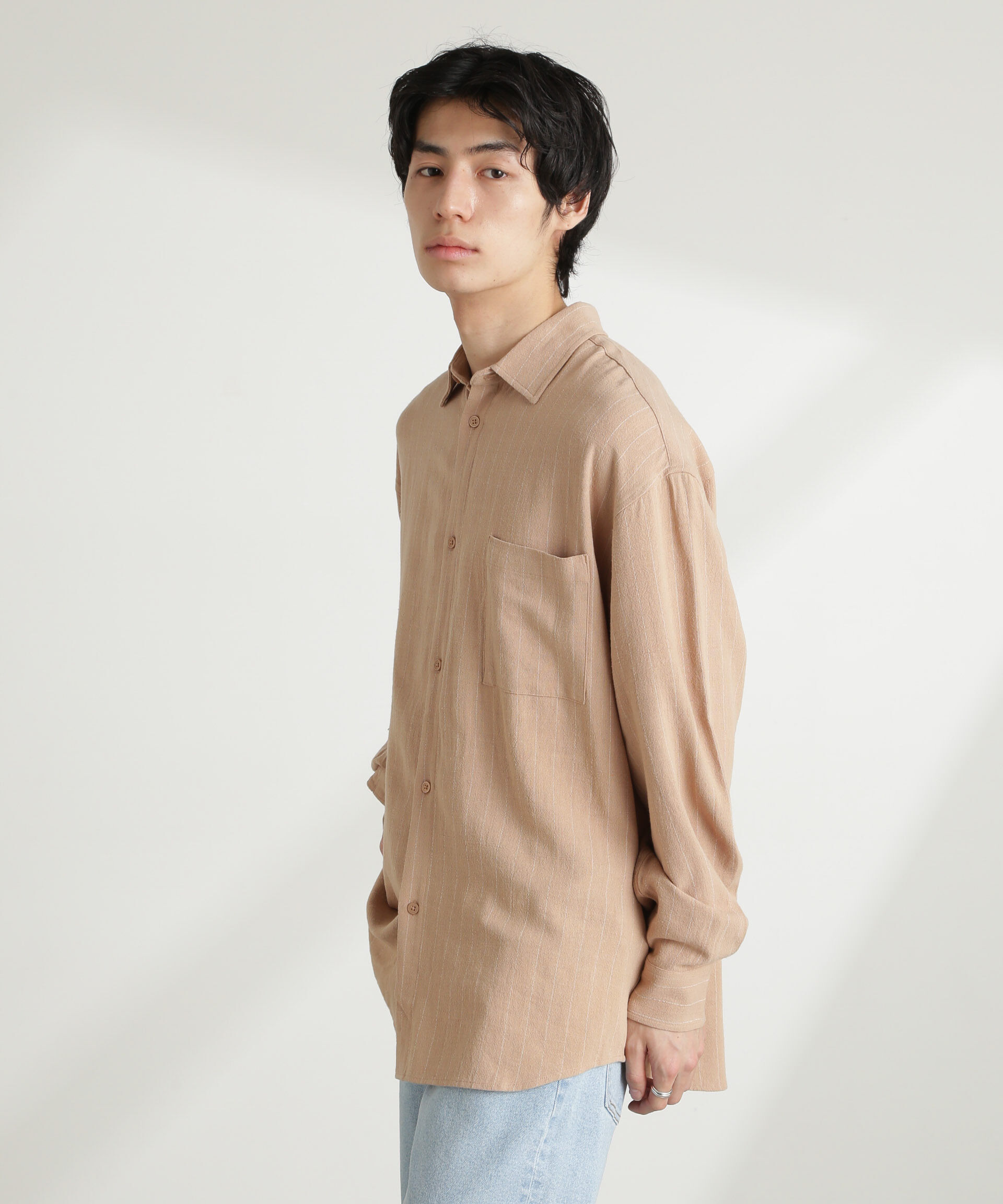 nano･universe「WEB限定/ピンストライプレギュラーカラーシャツ 長袖」|シャツ・ブラウス|