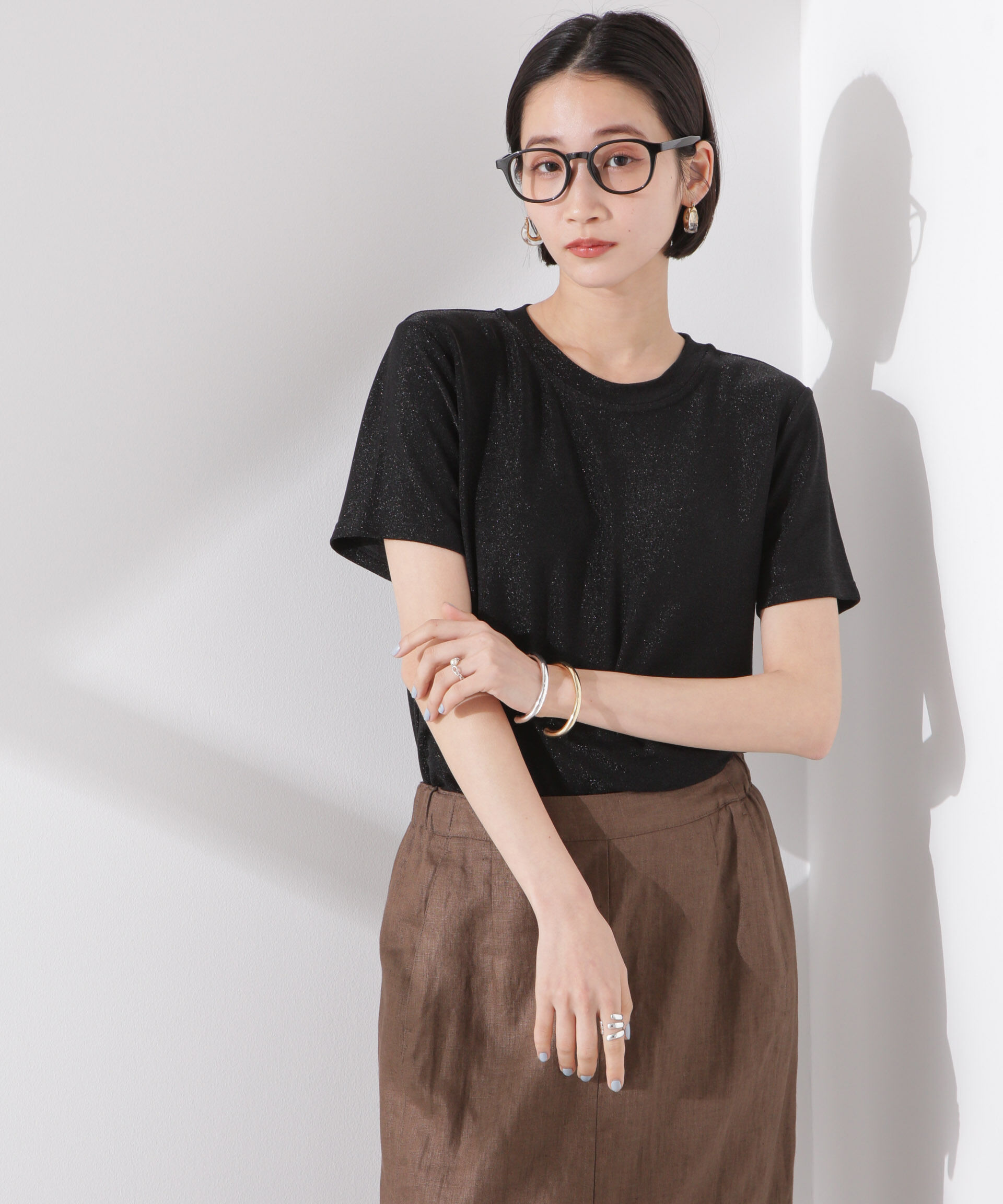 nano･universe「ラメカットクルーネックＴシャツ」|Tシャツ・カットソー|