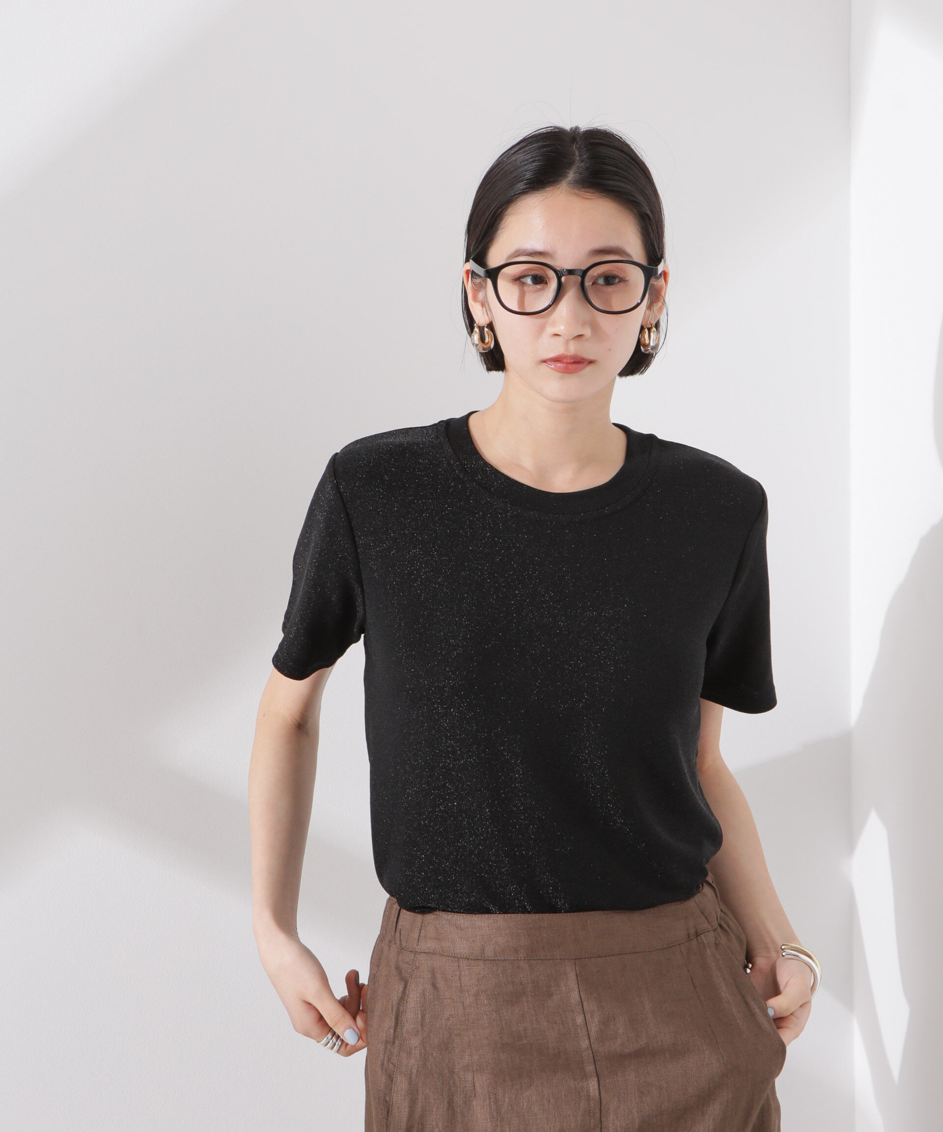 nano･universe「ラメカットクルーネックＴシャツ」|Tシャツ・カットソー|