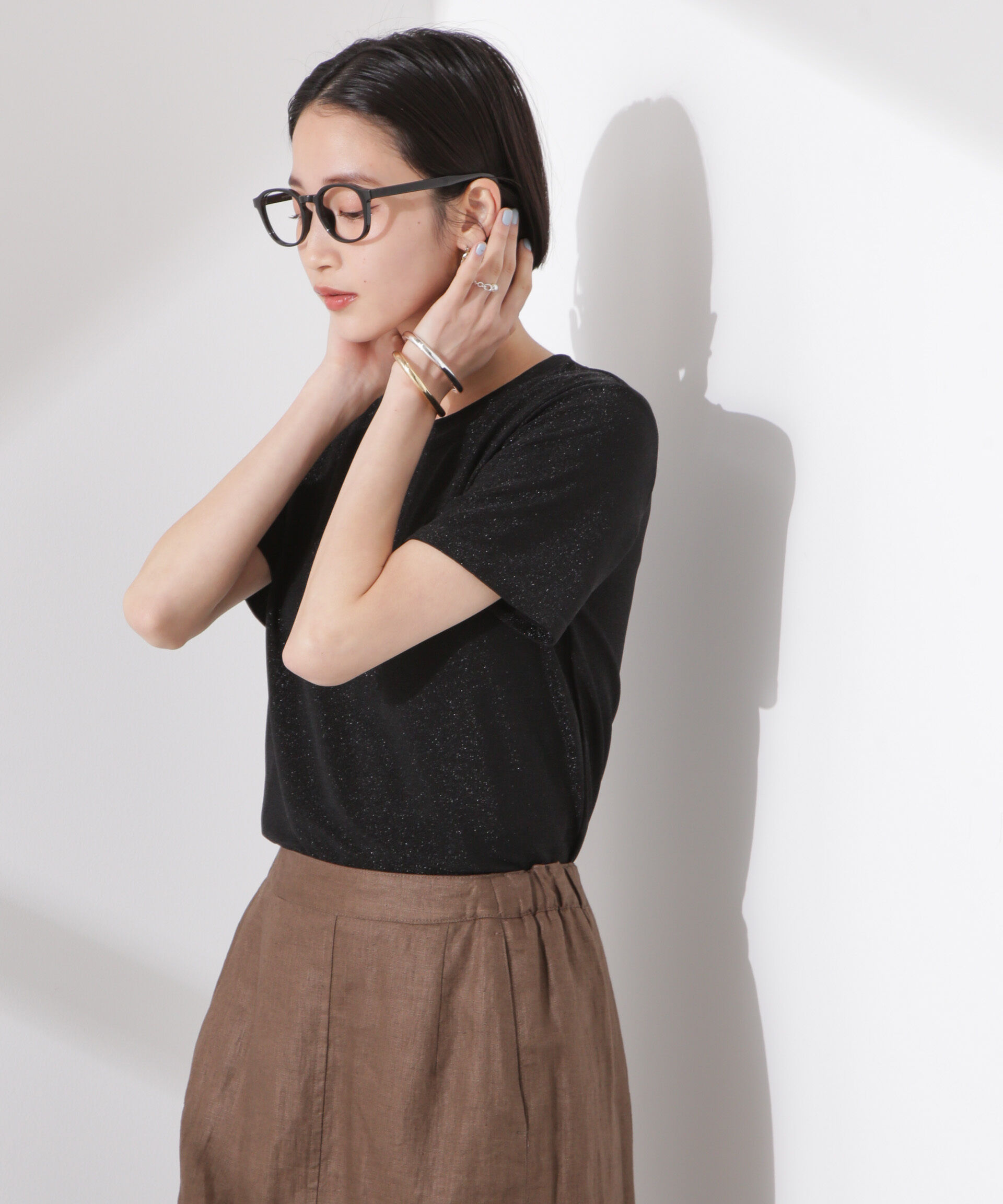 nano･universe「ラメカットクルーネックＴシャツ」|Tシャツ・カットソー|