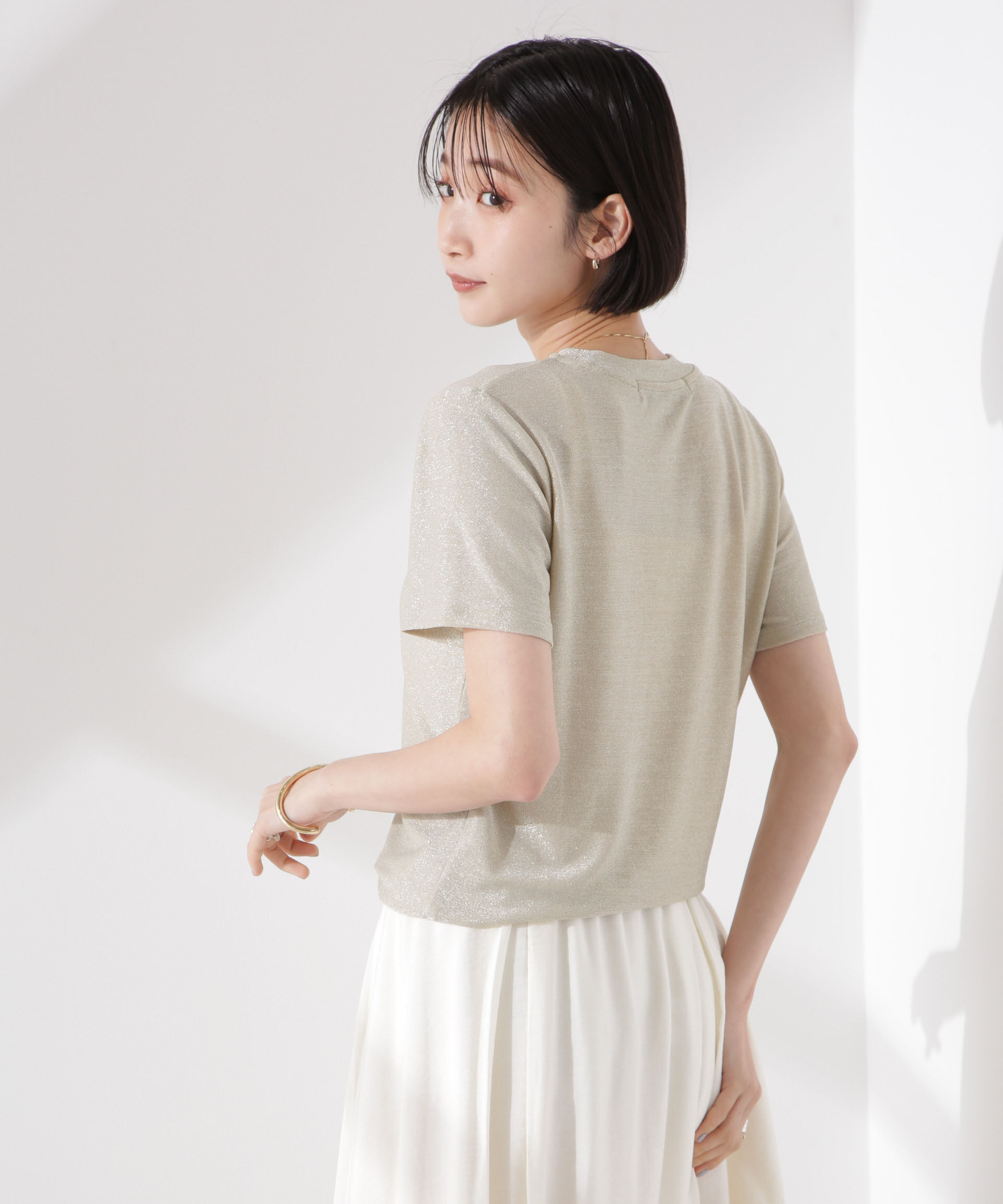 nano･universe「ラメカットクルーネックＴシャツ」|Tシャツ・カットソー|