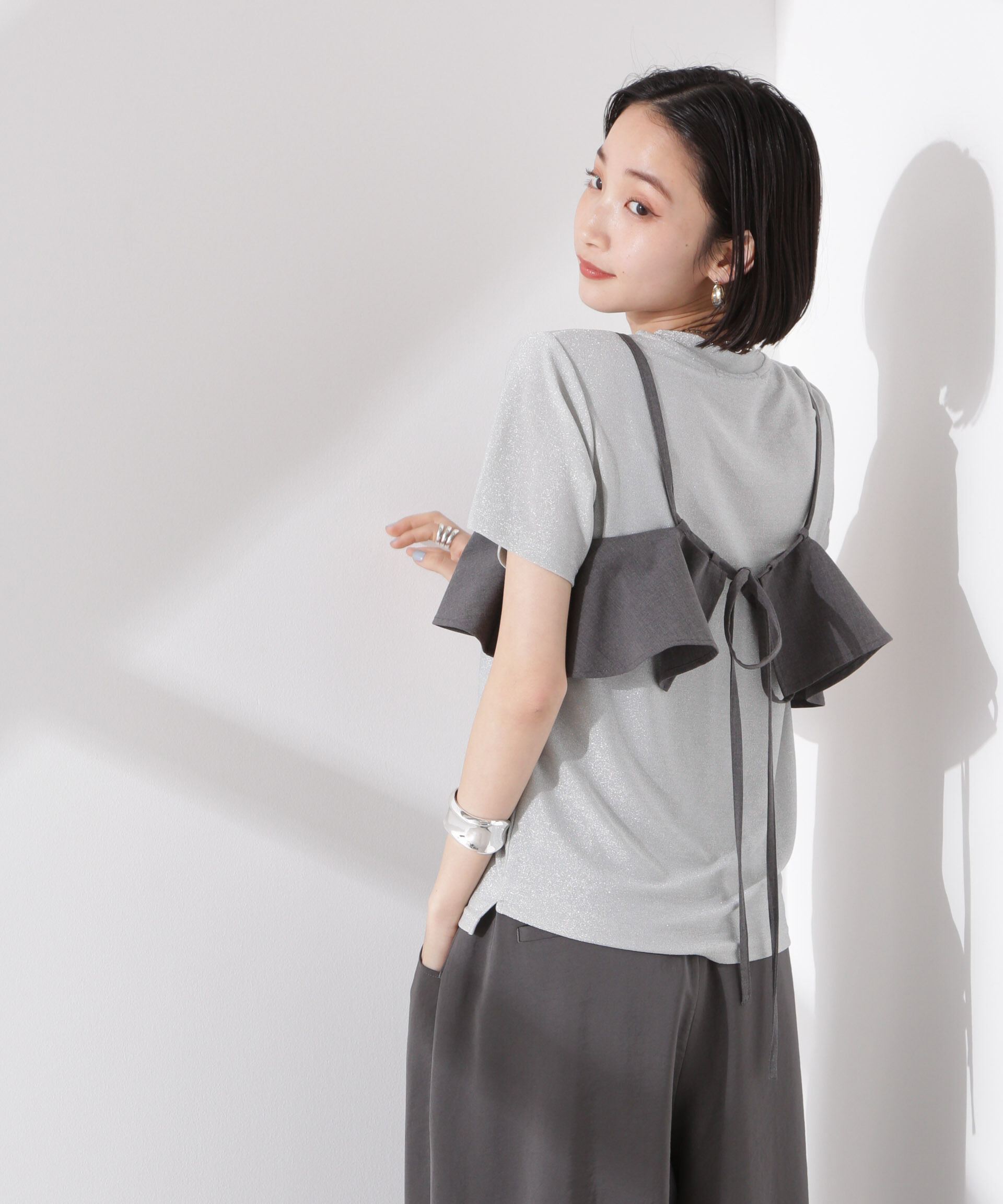 nano･universe「ラメカットクルーネックＴシャツ」|Tシャツ・カットソー|