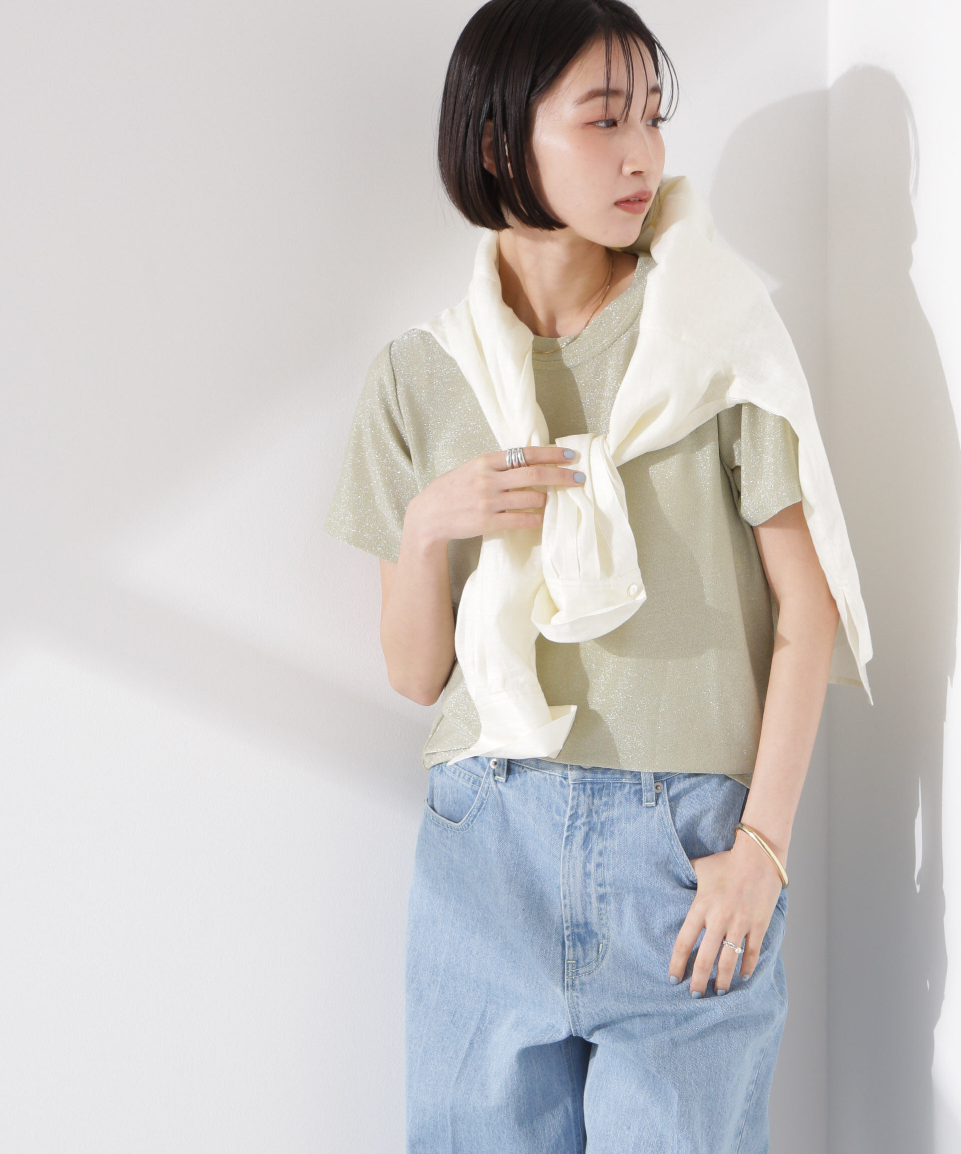 nano･universe「ラメカットクルーネックＴシャツ」|Tシャツ・カットソー|