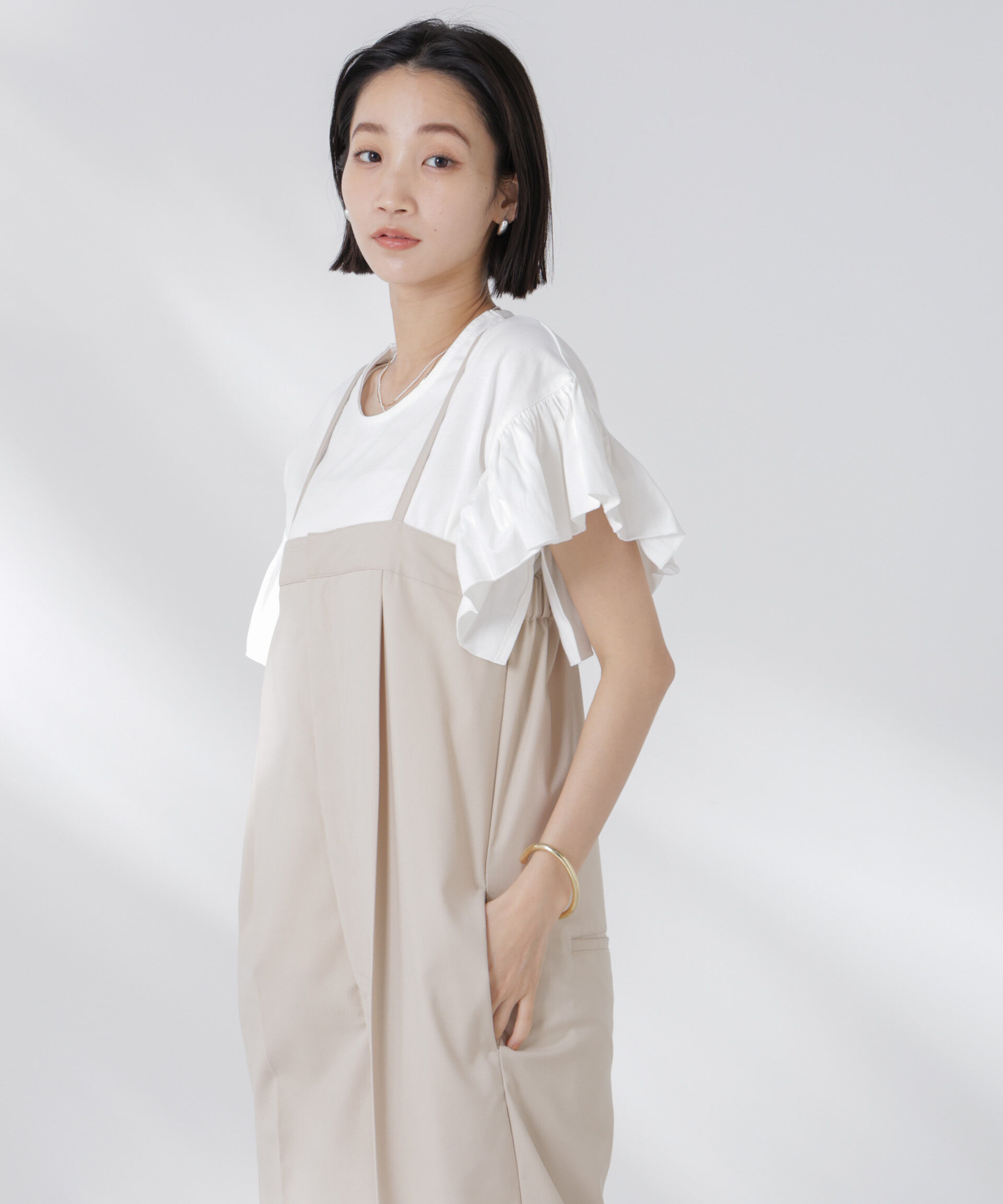 nano･universe「STORATECH 機能素材フレアデザインスリーブトップス」|Tシャツ・カットソー|