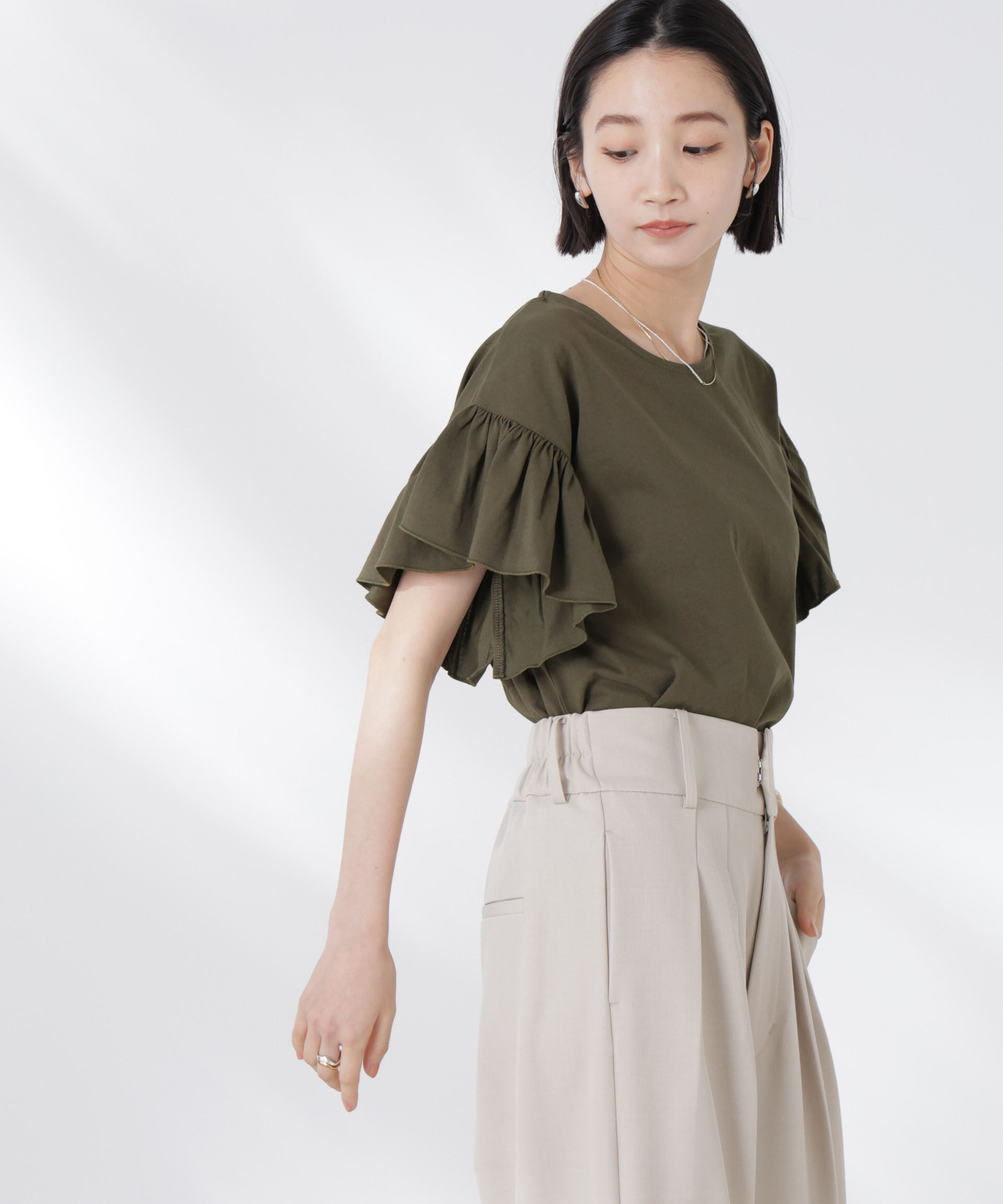 nano･universe「STORATECH 機能素材フレアデザインスリーブトップス」|Tシャツ・カットソー|