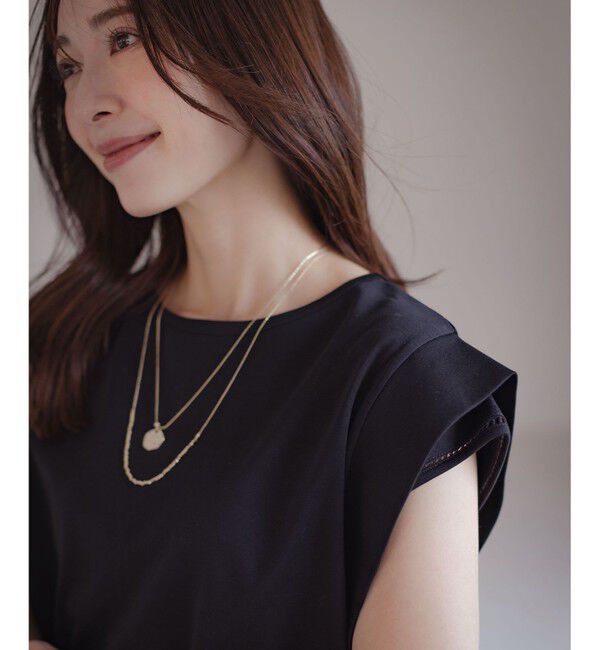 組曲「ハシゴレースフレンチスリーブ カットソー」|Tシャツ・カットソー|ブラック系