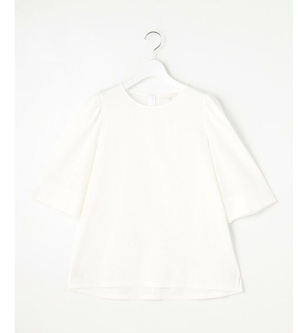 自由区「【接触冷感・UVカット・洗える】ストライプコットンハイゲージフレアスリーブ カットソー」|Tシャツ・カットソー|