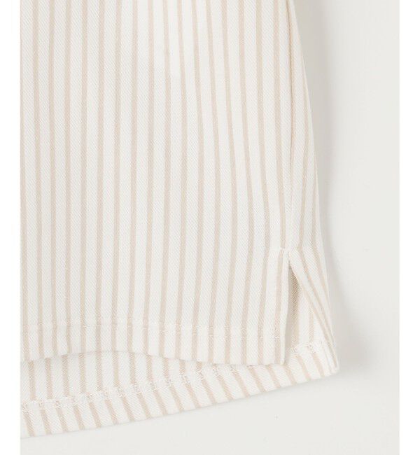 自由区「【接触冷感・UVカット・洗える】ストライプコットンハイゲージフレアスリーブ カットソー」|Tシャツ・カットソー|