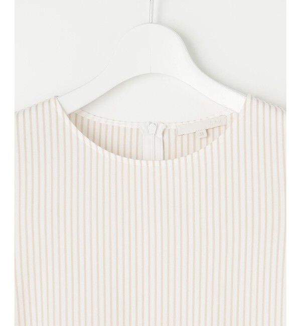 自由区「【接触冷感・UVカット・洗える】ストライプコットンハイゲージフレアスリーブ カットソー」|Tシャツ・カットソー|