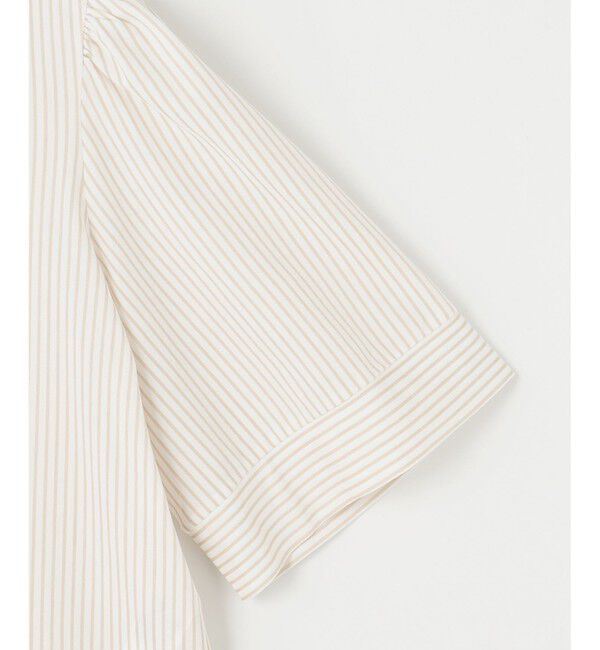 自由区「【接触冷感・UVカット・洗える】ストライプコットンハイゲージフレアスリーブ カットソー」|Tシャツ・カットソー|