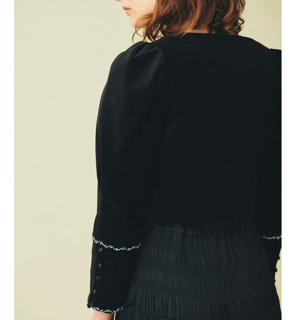 GRACE CONTINENTAL「ショート刺繍ジャケット」|ノーカラージャケット|