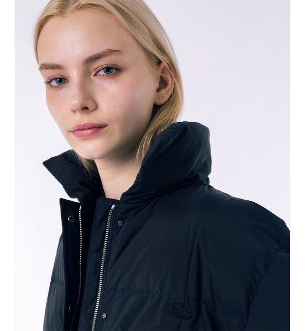 LACOSTE「パウダータッチ ダブルジップ ナイロンスタンドカラーダウンコート」|ダウン|