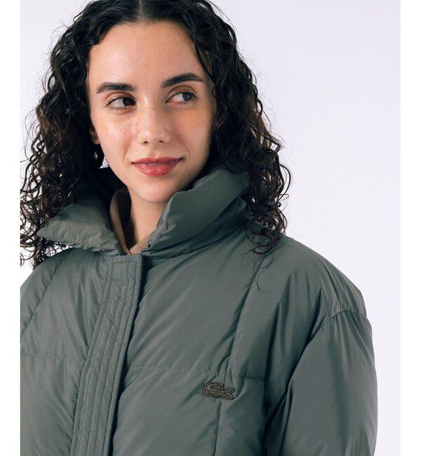 LACOSTE「パウダータッチ ダブルジップ ナイロンスタンドカラーダウンコート」|ダウン|