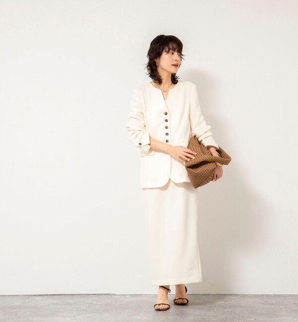 NOLLEY'S sophi「《セットアップ対応》ウォッシャブルバックサテンノーカラージャケット」|ノーカラージャケット|