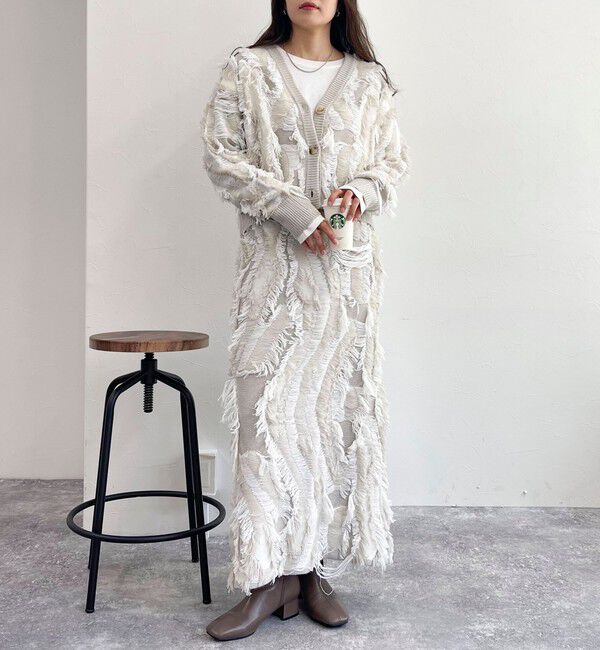 fredy emue「カットフリンジジャガード2WAY カーディガン」|ニット・セーター|