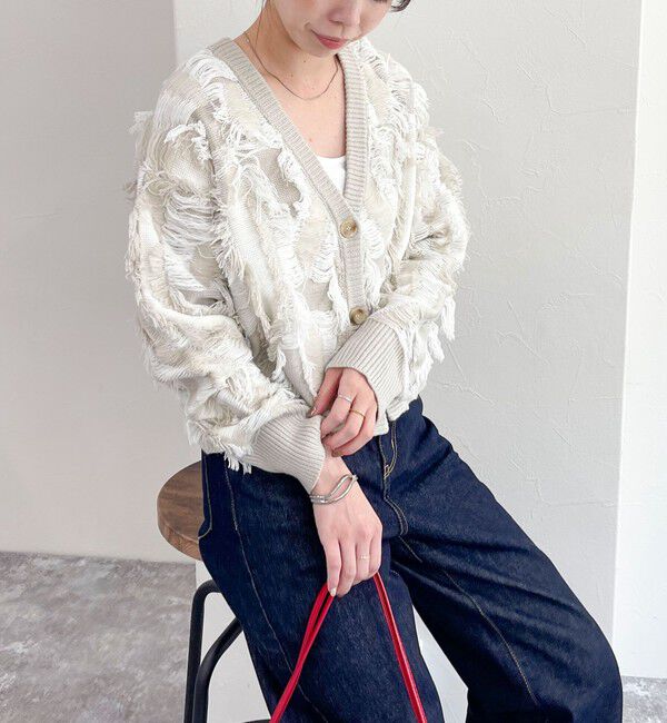 fredy emue「カットフリンジジャガード2WAY カーディガン」|ニット・セーター|