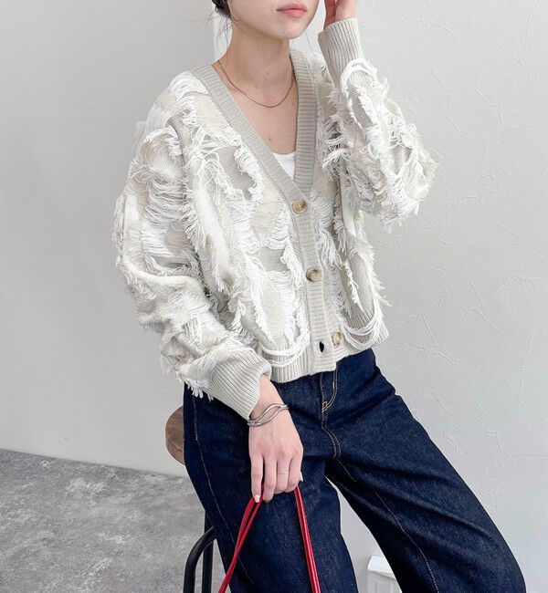 fredy emue「カットフリンジジャガード2WAY カーディガン」|ニット・セーター|