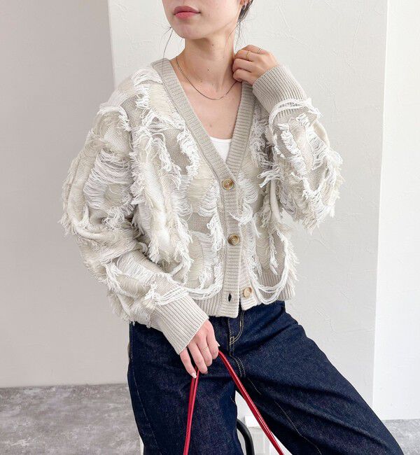fredy emue「カットフリンジジャガード2WAY カーディガン」|ニット・セーター|