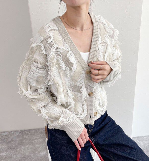 fredy emue「カットフリンジジャガード2WAY カーディガン」|ニット・セーター|