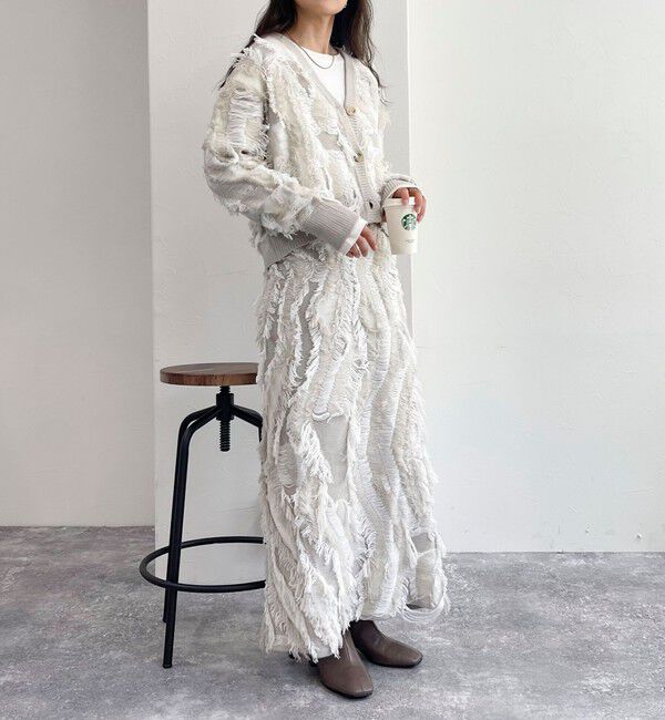 fredy emue「カットフリンジジャガード2WAY カーディガン」|ニット・セーター|