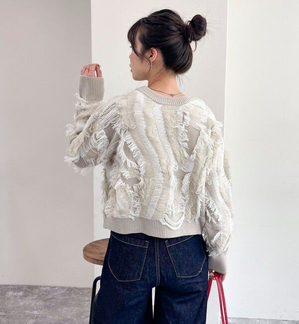 fredy emue「カットフリンジジャガード2WAY カーディガン」|ニット・セーター|