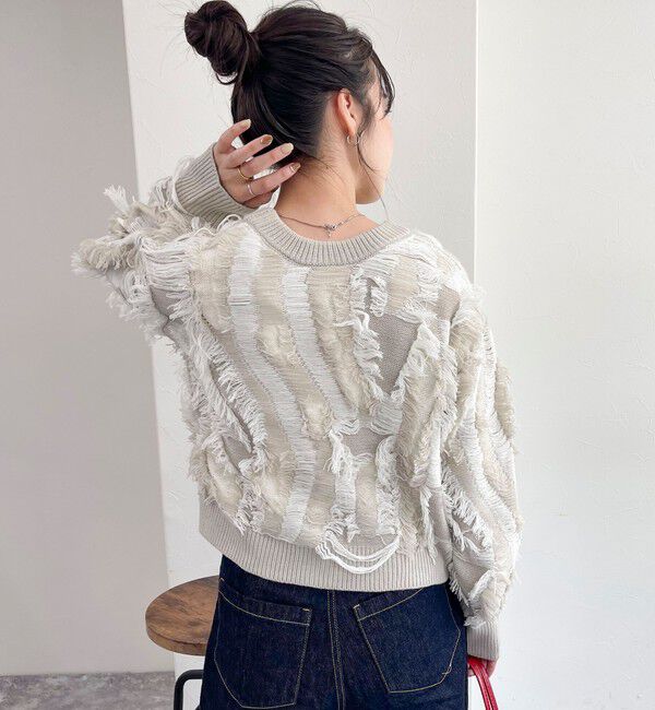 fredy emue「カットフリンジジャガード2WAY カーディガン」|ニット・セーター|