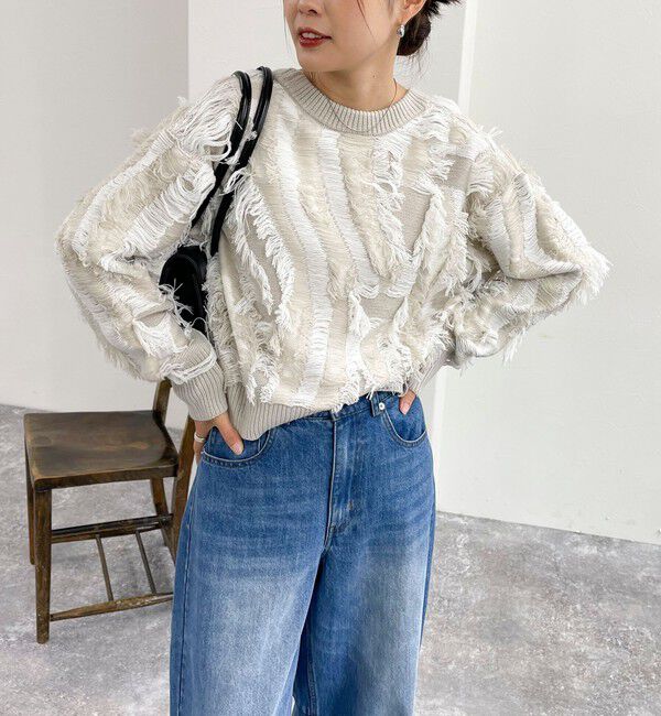 fredy emue「カットフリンジジャガード2WAY カーディガン」|ニット・セーター|