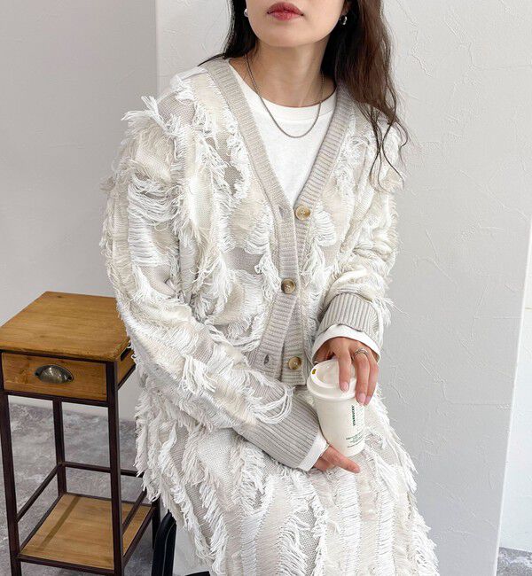 fredy emue「カットフリンジジャガード2WAY カーディガン」|ニット・セーター|