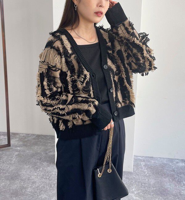 fredy emue「カットフリンジジャガード2WAY カーディガン」|ニット・セーター|