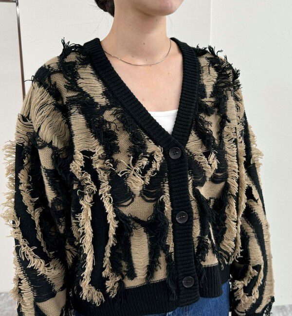 fredy emue「カットフリンジジャガード2WAY カーディガン」|ニット・セーター|