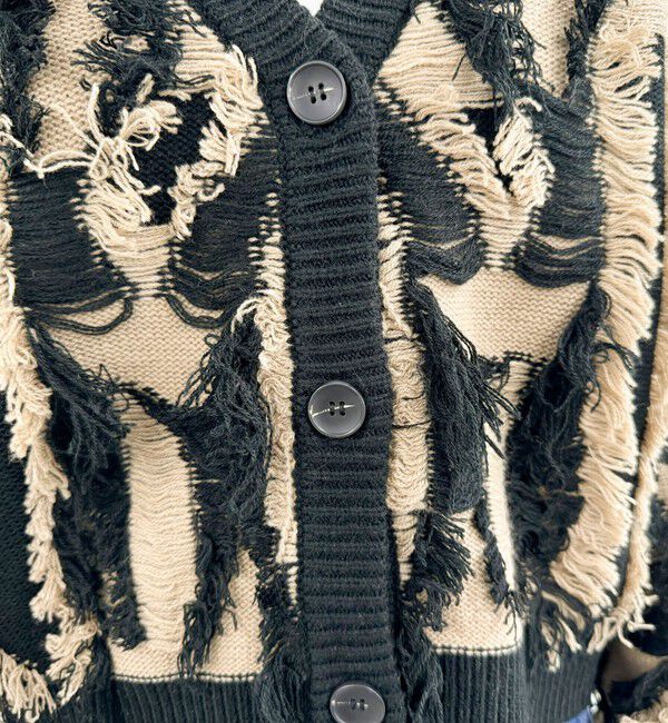 fredy emue「カットフリンジジャガード2WAY カーディガン」|ニット・セーター|